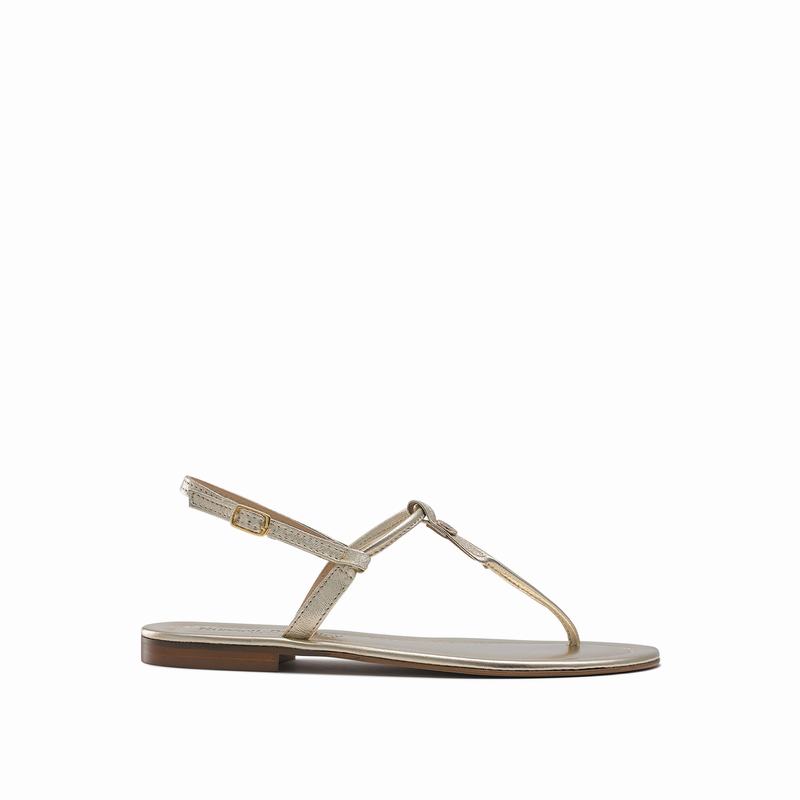 Russell & Bromley Thongbird Flat Sandals Womens Metallic [XXG1368IW]